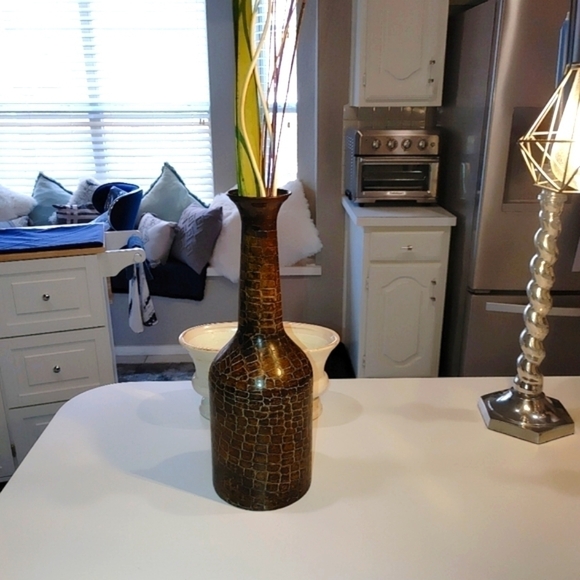 Vintage Long Neck Eggshell Design Tall Brown Vase 15" Length - Picture 6 of 8